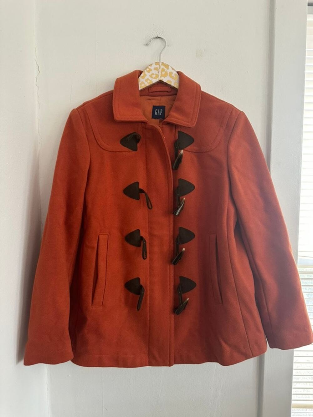 GAP Women's Wool Blend Orange Toggle Button Front Jacket | Size Medium
